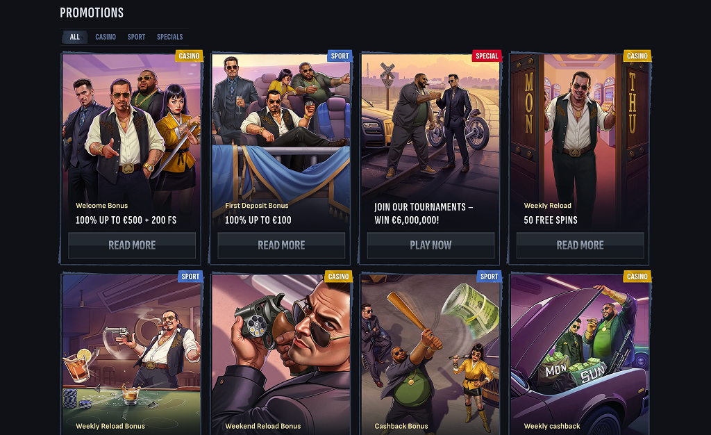 Promotions & Aktionen im Mafiacasino